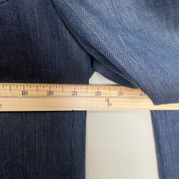 Valentino Blue Linen Three Button Single Breast Blazer 44L - Picture 4 of 7